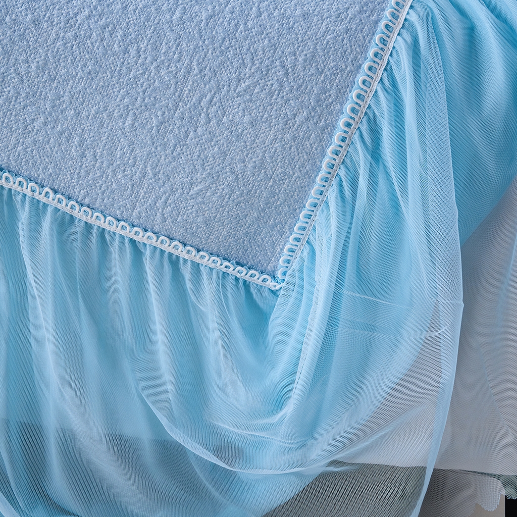 91家纺网 家纺一手货源 找家纺 青雅席业 2026新款A类凉感豆豆席凉席席子-床裙款 床裙款-花枝招展-蓝