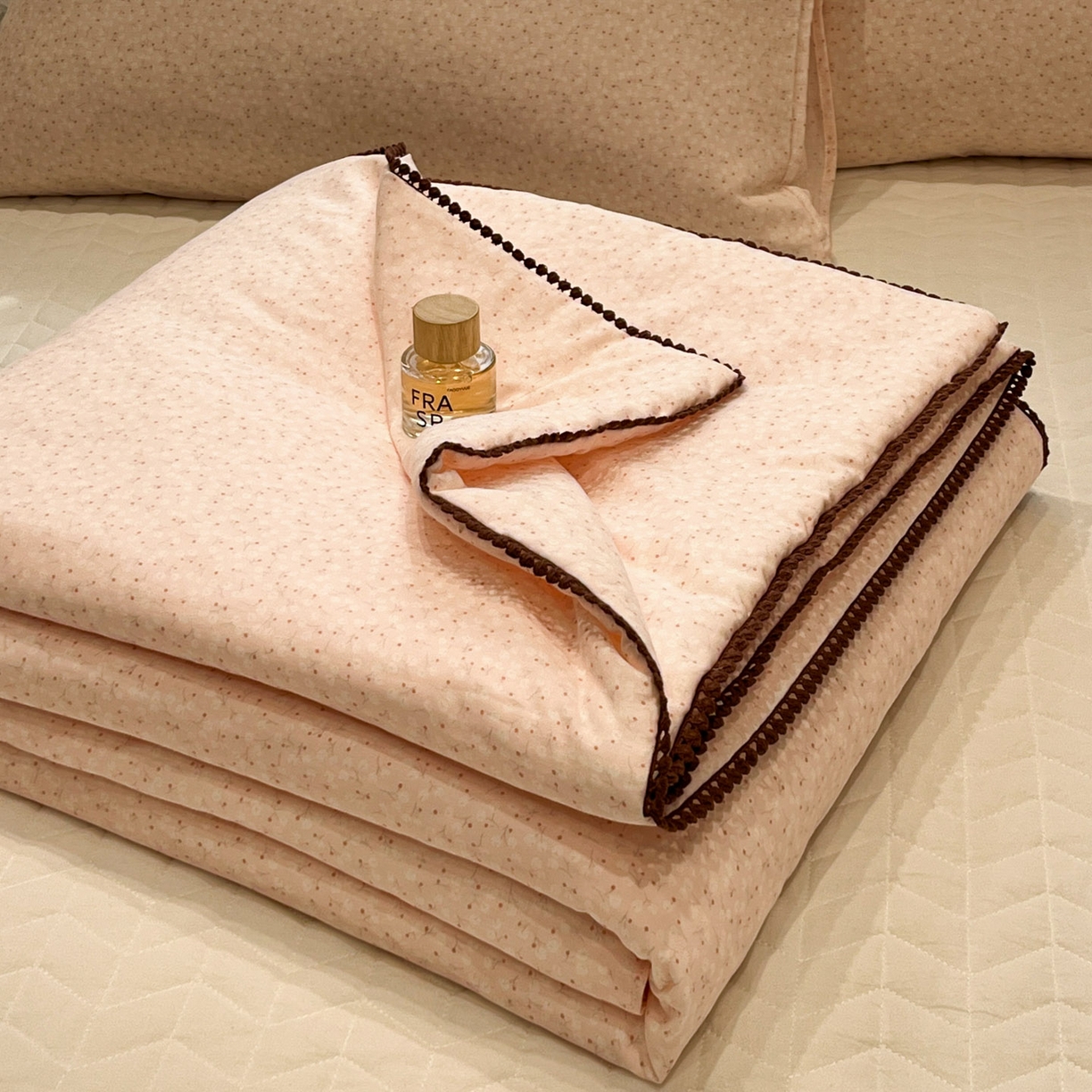 一加一 2026新款全棉双层纱印花小花边大豆夏被夏凉被空调被-花纱眠夏 岚花绪