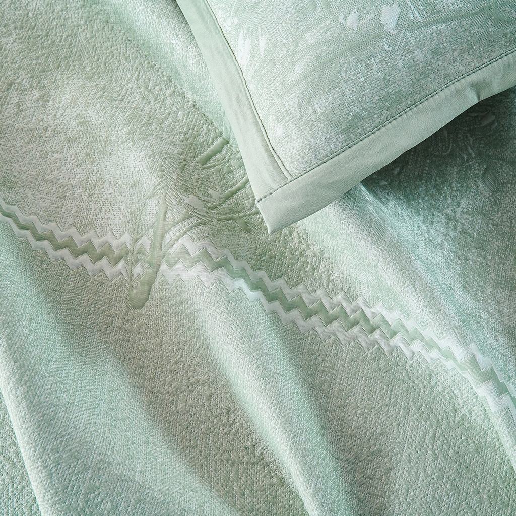 91家纺网 家纺一手货源 找家纺 青雅席业 2026新款A类凉感豆豆席凉席席子-床裙款 床裙款-花枝招展-绿