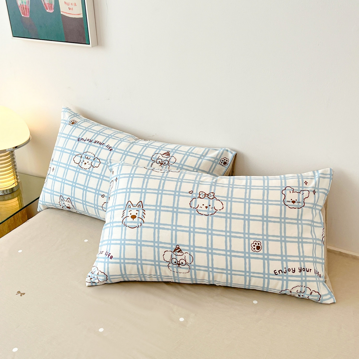 91家纺网 家纺一手货源 找家纺 一加一 2026新款全棉新疆棉花夏被夏凉被空调被四件套-棉语清夏 云朵狗