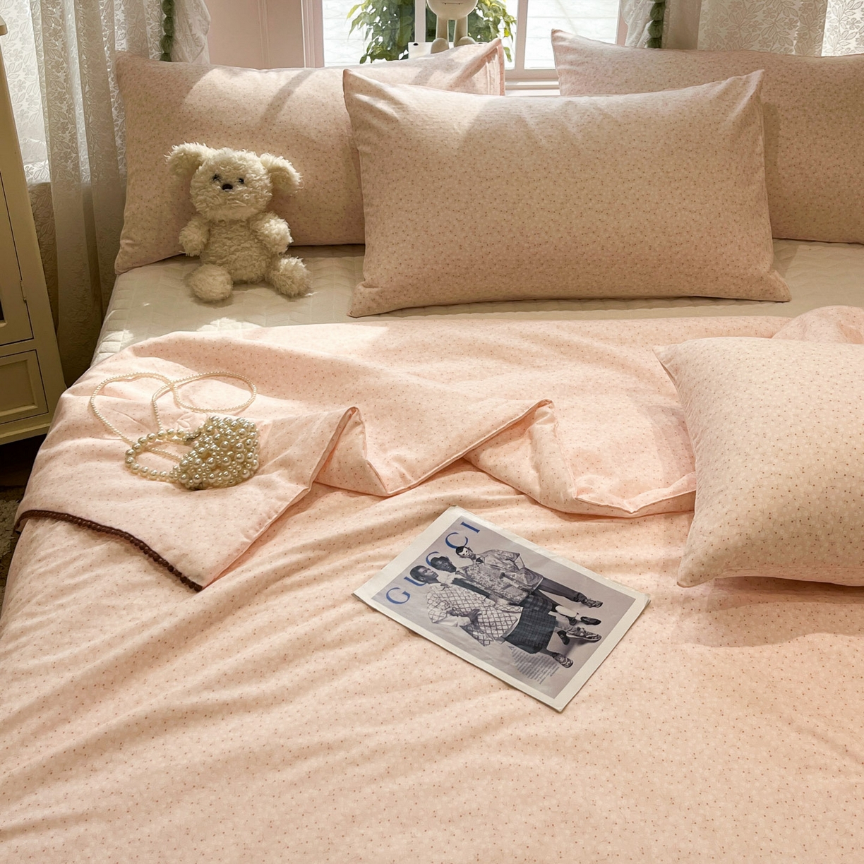 91家纺网 家纺一手货源 找家纺 一加一 2026新款全棉双层纱印花小花边大豆夏被夏凉被空调被-花纱眠夏 岚花绪