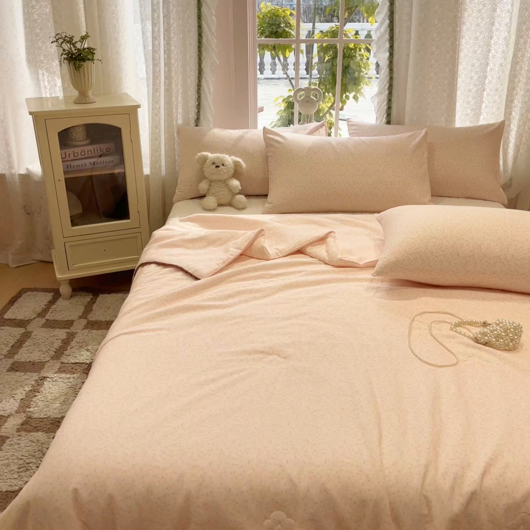 91家纺网 家纺一手货源 找家纺 一加一 2026新款全棉双层纱印花小花边大豆夏被夏凉被空调被-花纱眠夏 岚花绪