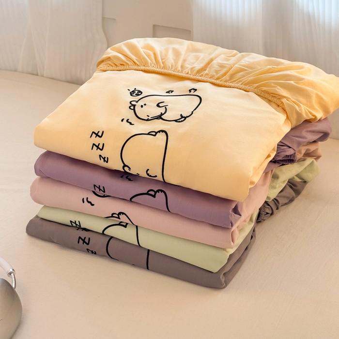 91家纺网 家纺一手货源 找家纺 （总）布柔 2026新款床笠100%全棉纯棉13070绣花床笠(围高+30cm)-晚安