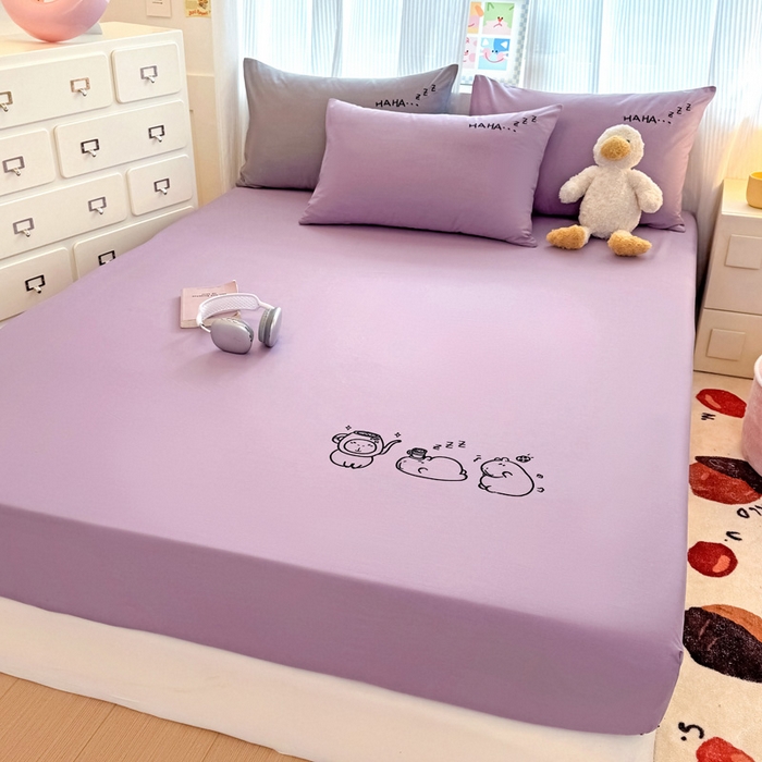 91家纺网 家纺一手货源 找家纺 （总）布柔 2026新款床笠100%全棉纯棉13070绣花床笠(围高+30cm)-晚安