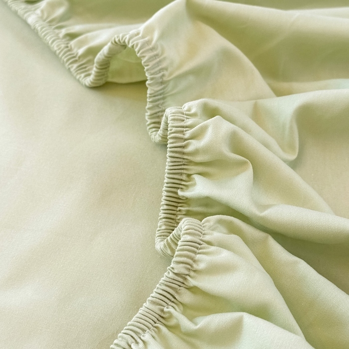 91家纺网 家纺一手货源 找家纺 布柔 2026新款床笠100%全棉纯棉13070绣花床笠(围高+30cm)-晚安 晚安床笠绿