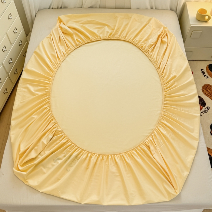 91家纺网 家纺一手货源 找家纺 布柔 2026新款床笠100%全棉纯棉13070绣花床笠(围高+30cm)-晚安 晚安床笠黄