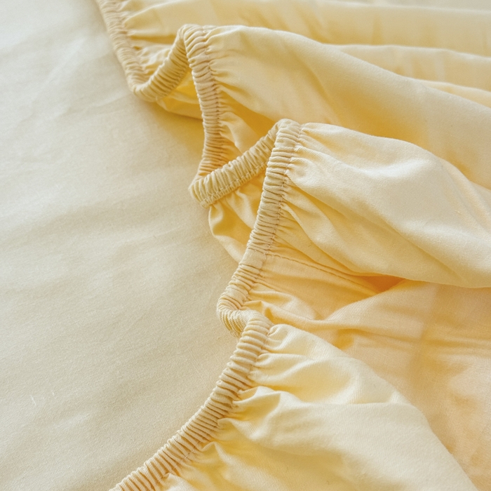 91家纺网 家纺一手货源 找家纺 布柔 2026新款床笠100%全棉纯棉13070绣花床笠(围高+30cm)-晚安 晚安床笠黄