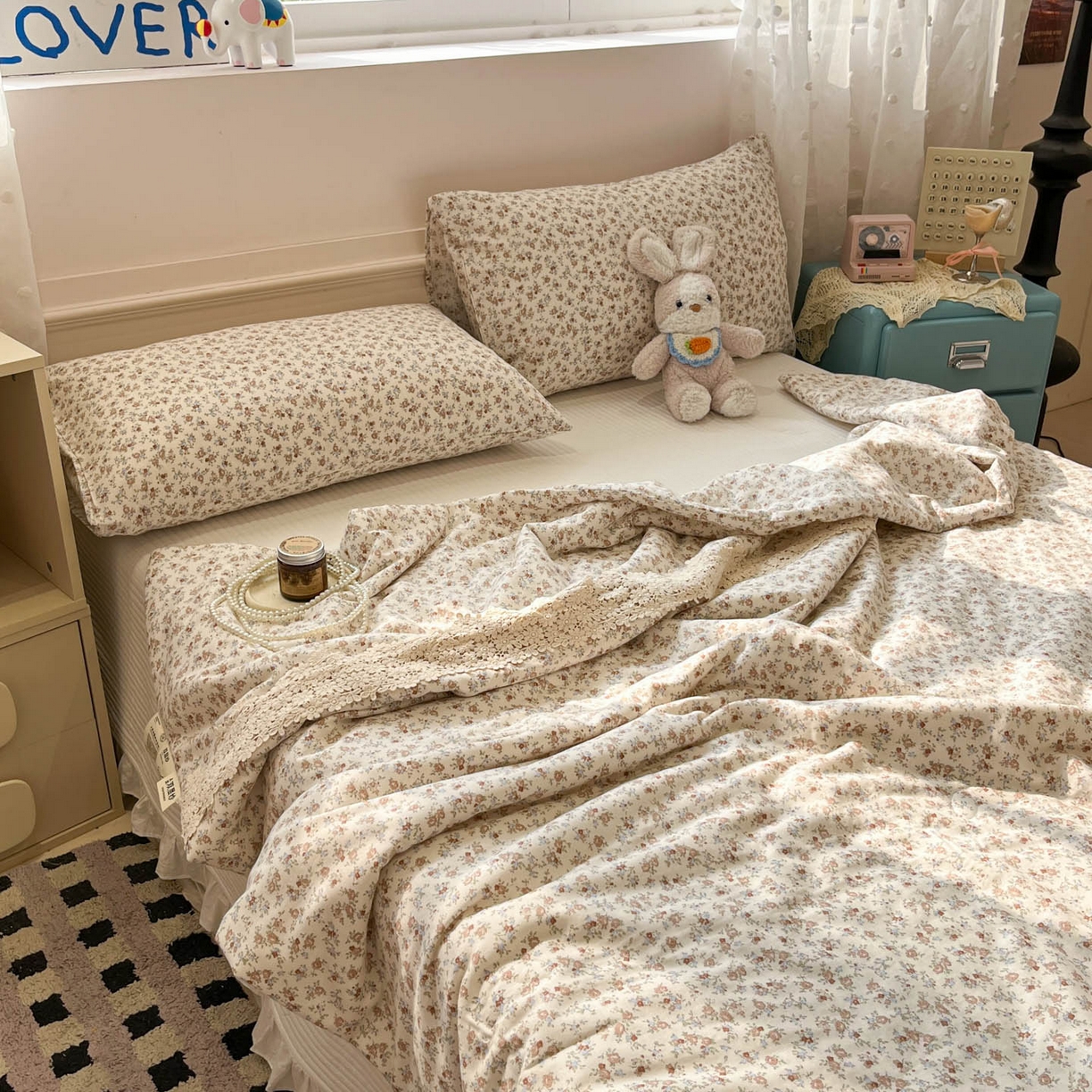 91家纺网 家纺一手货源 找家纺 （总）一加一 2026新款纯棉双层纱花边蚕丝润肤夏被夏凉被空调被-棉边夏序