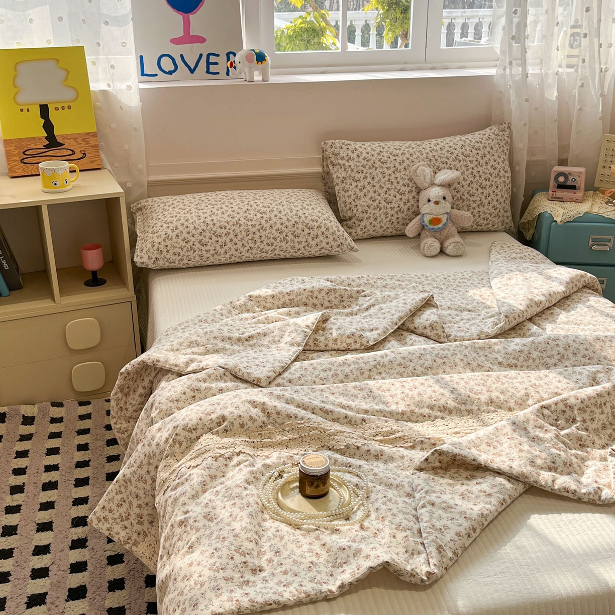 91家纺网 家纺一手货源 找家纺 （总）一加一 2026新款纯棉双层纱花边蚕丝润肤夏被夏凉被空调被-棉边夏序