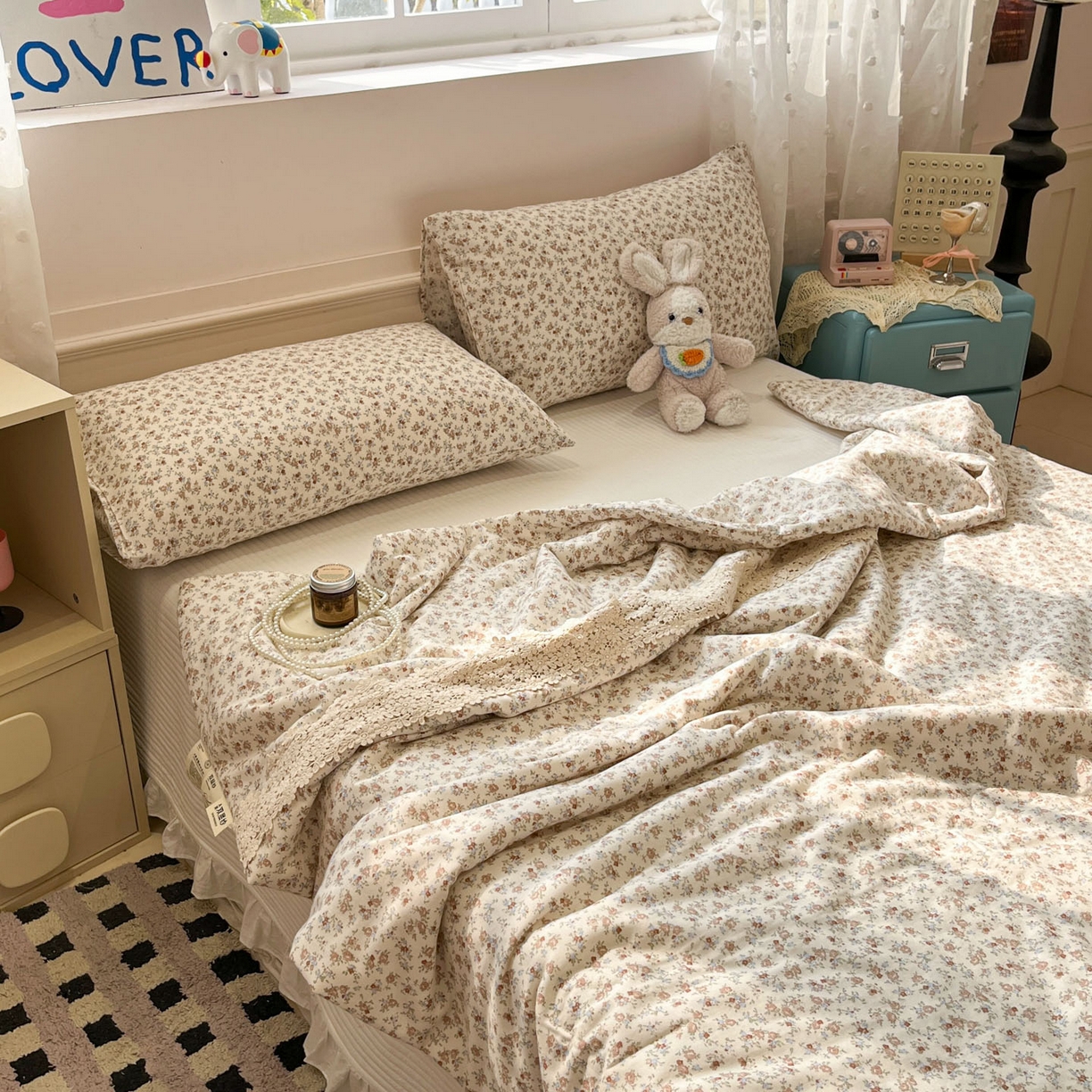 91家纺网 家纺一手货源 找家纺 （总）一加一 2026新款纯棉双层纱花边蚕丝润肤夏被夏凉被空调被-棉边夏序