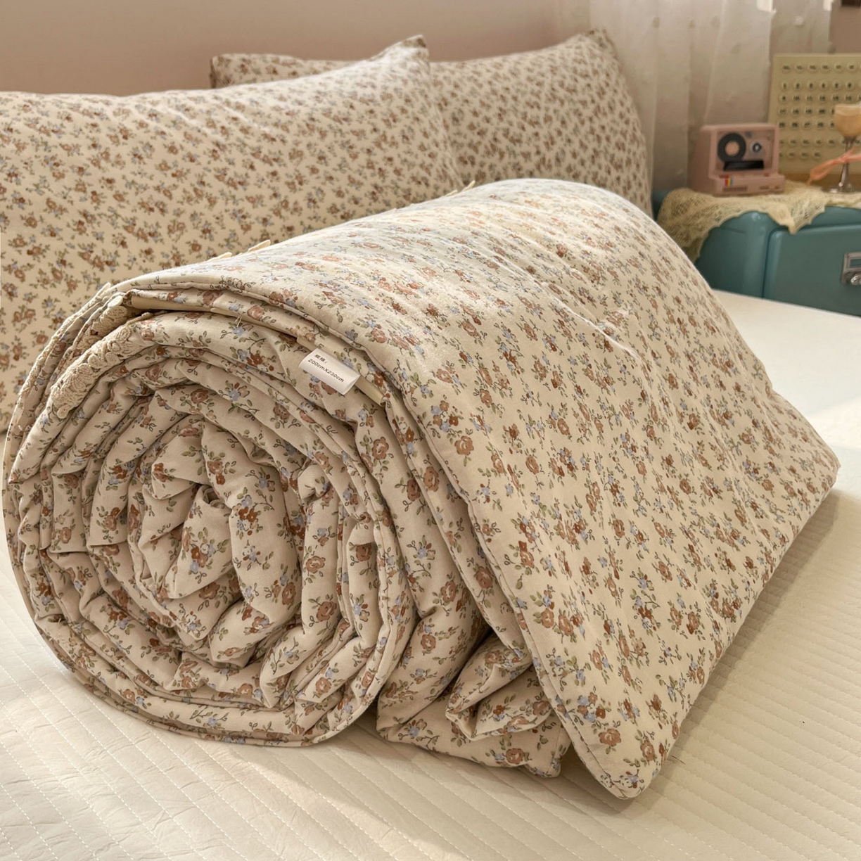 91家纺网 家纺一手货源 找家纺 （总）一加一 2026新款纯棉双层纱花边蚕丝润肤夏被夏凉被空调被-棉边夏序