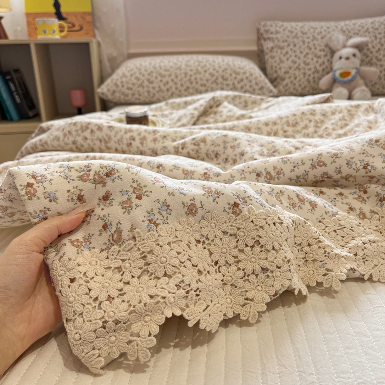 91家纺网 家纺一手货源 找家纺 （总）一加一 2026新款纯棉双层纱花边蚕丝润肤夏被夏凉被空调被-棉边夏序