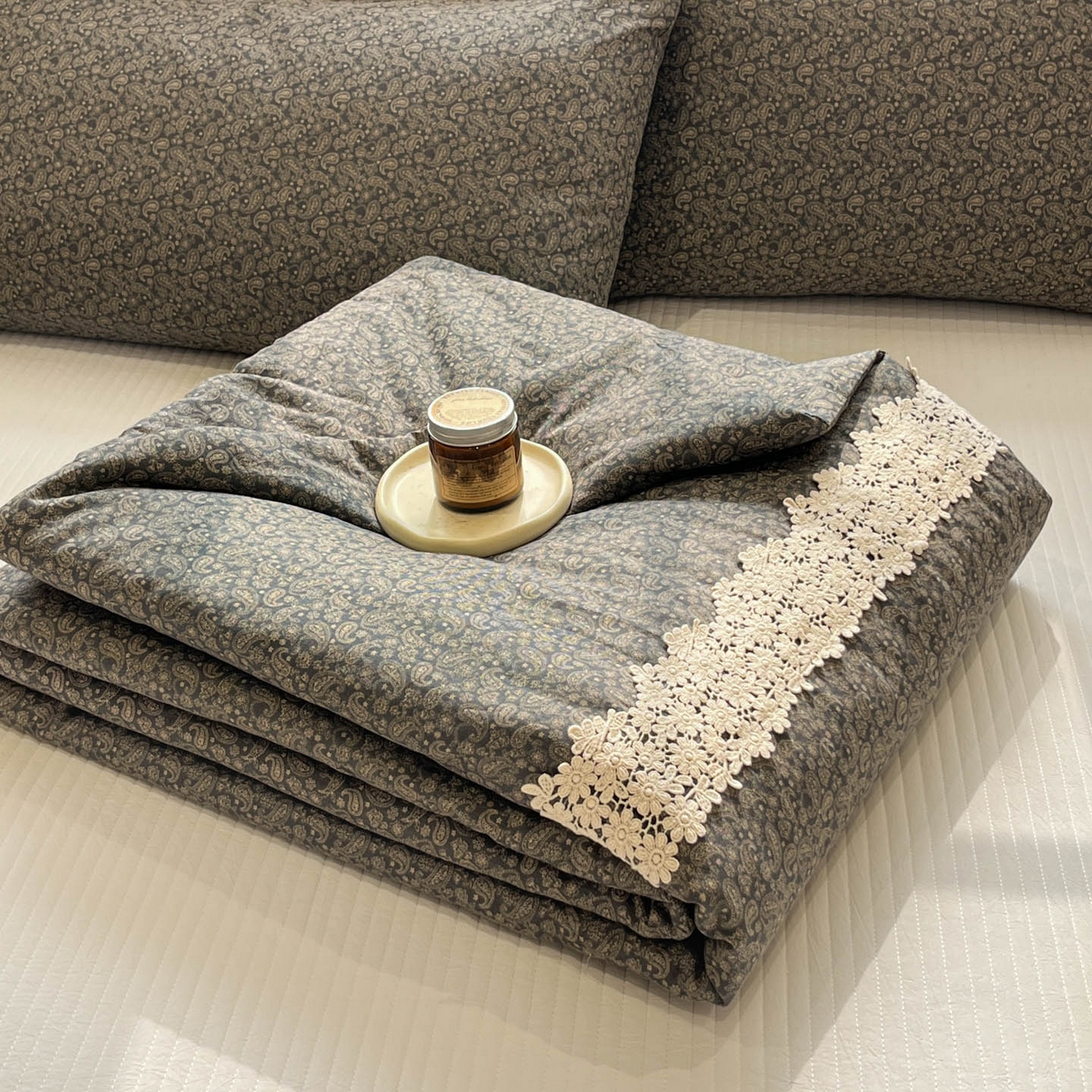 91家纺网 家纺一手货源 找家纺 （总）一加一 2026新款纯棉双层纱花边蚕丝润肤夏被夏凉被空调被-棉边夏序