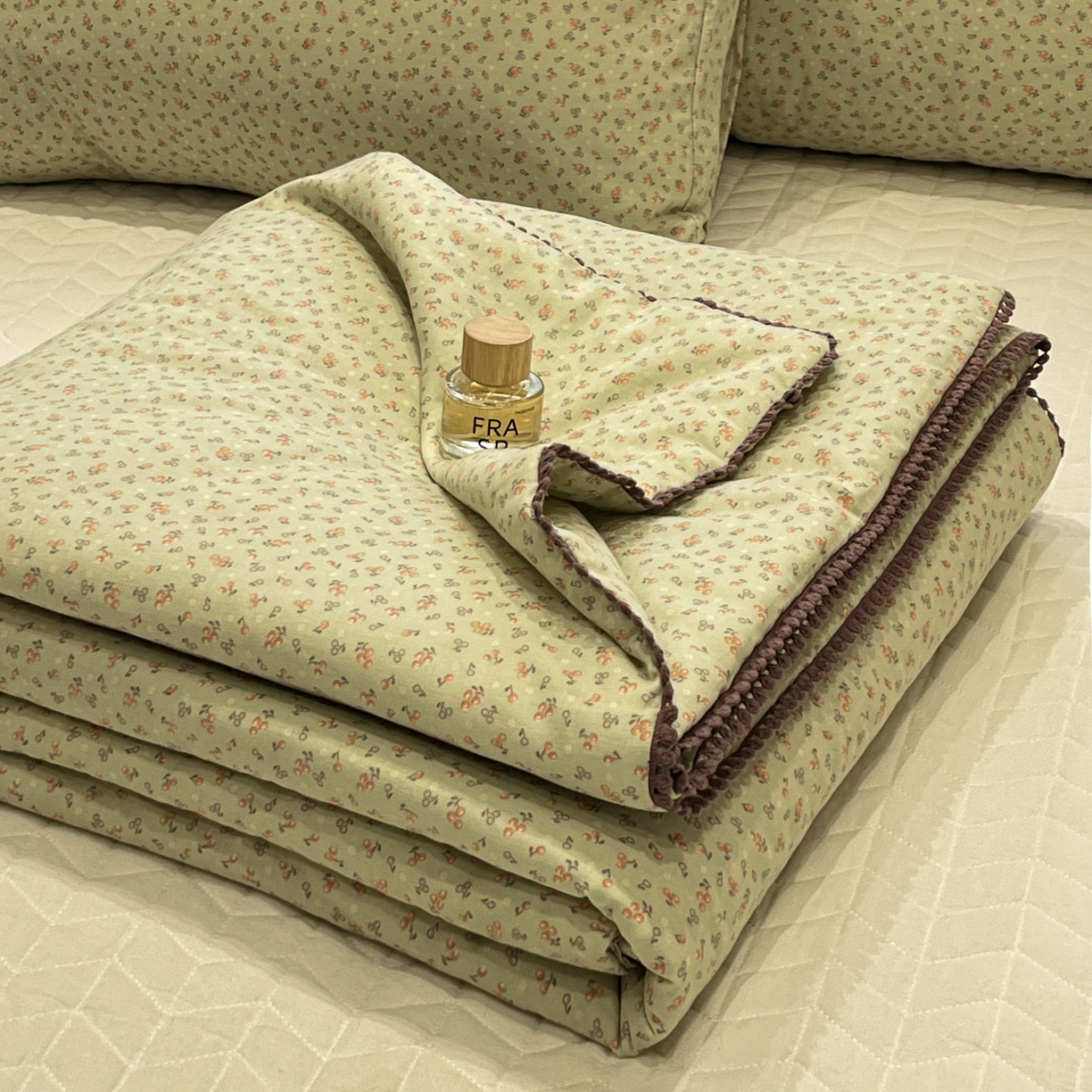 一加一 2026新款全棉双层纱印花小花边大豆夏被夏凉被空调被-花纱眠夏 樱桃派