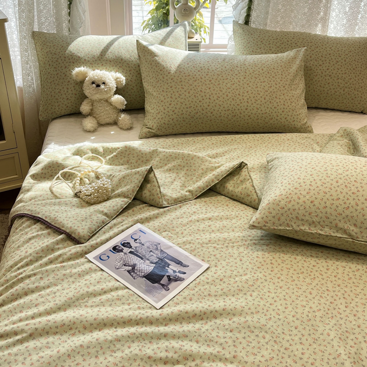 91家纺网 家纺一手货源 找家纺 一加一 2026新款全棉双层纱印花小花边大豆夏被夏凉被空调被-花纱眠夏 樱桃派