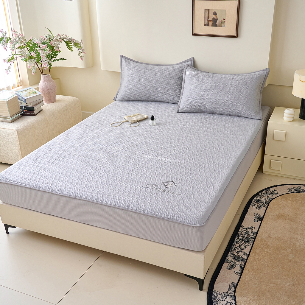 91家纺网 家纺一手货源 找家纺 青雅席业 2026新款A类凉感豆豆席凉席席子-床笠款 床笠款-乐享生活灰