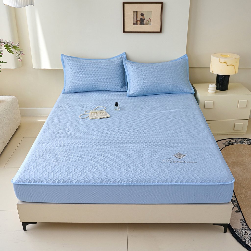 91家纺网 家纺一手货源 找家纺 青雅席业 2026新款A类凉感豆豆席凉席席子-床笠款 床笠款-乐享生活蓝