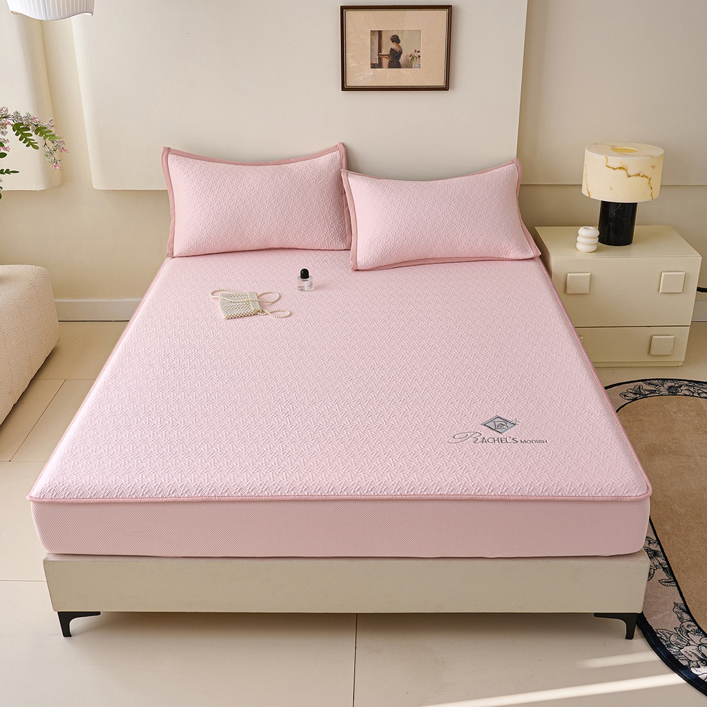 91家纺网 家纺一手货源 找家纺 青雅席业 2026新款A类凉感豆豆席凉席席子-床笠款 床笠款-乐享生活粉