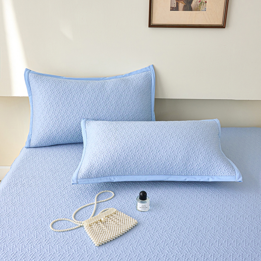 91家纺网 家纺一手货源 找家纺 青雅席业 2026新款A类凉感豆豆席凉席席子-床笠款 床笠款-乐享生活蓝