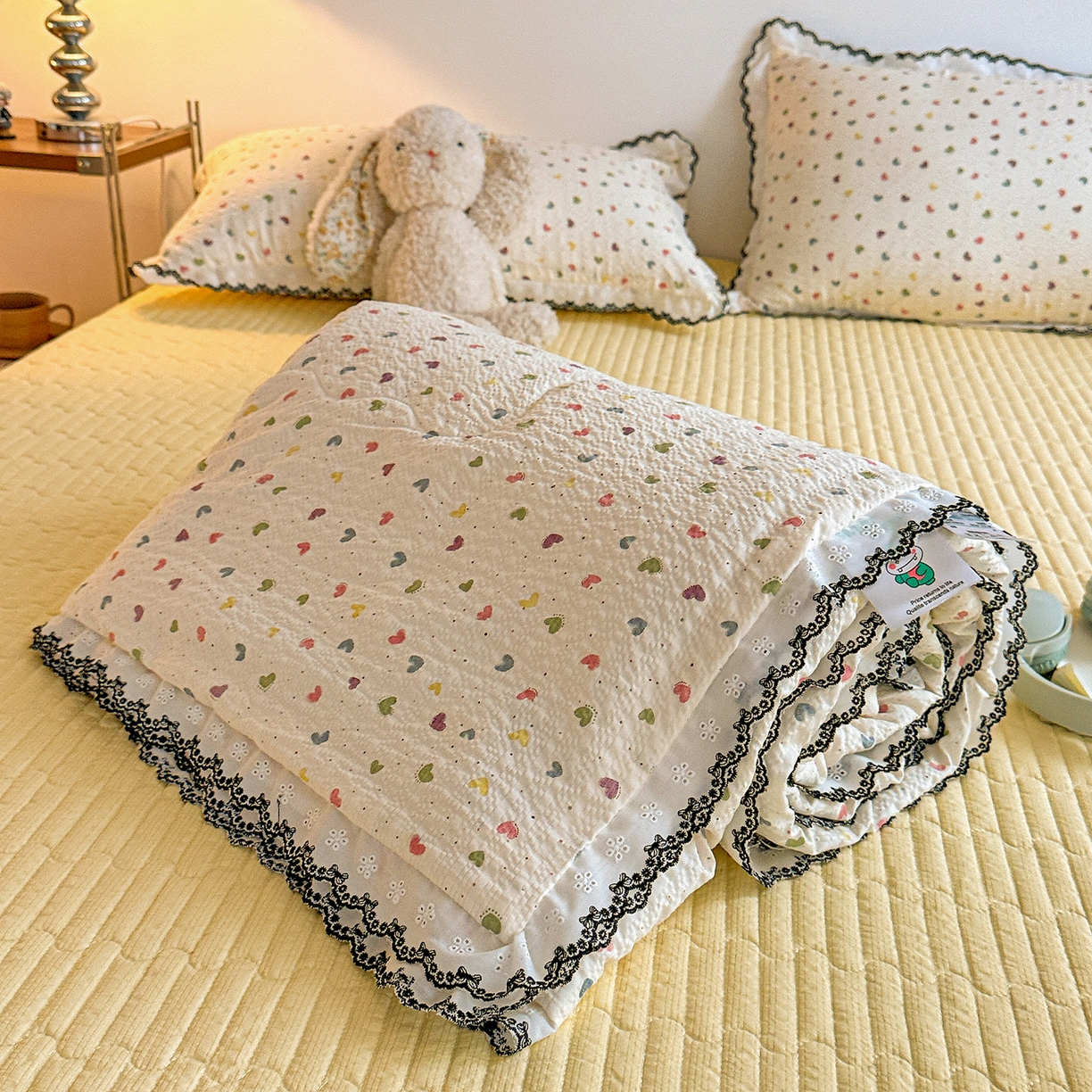 91家纺网 家纺一手货源 找家纺 （总）富米莱（原臻工厂） 2026春夏新款云感泡芙棉复古法式花边床盖床裙被套夏凉被四件套一小红书推荐