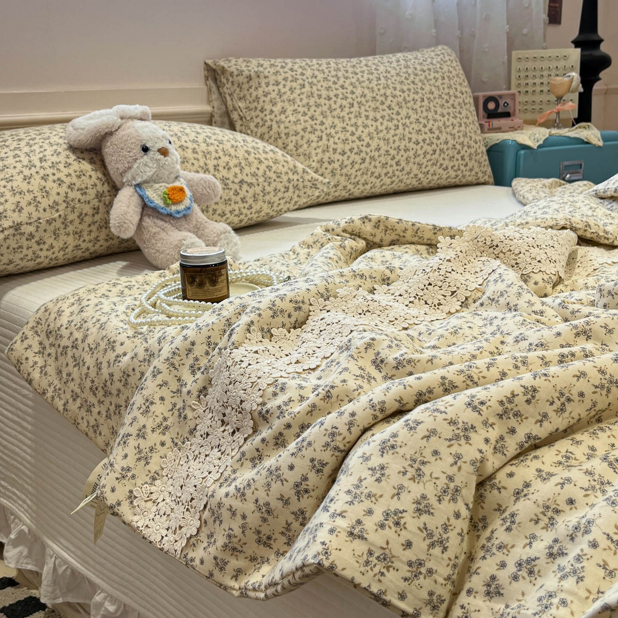 91家纺网 家纺一手货源 找家纺 一加一 2026新款纯棉双层纱花边蚕丝润肤夏被夏凉被空调被-棉边夏序 温锦织