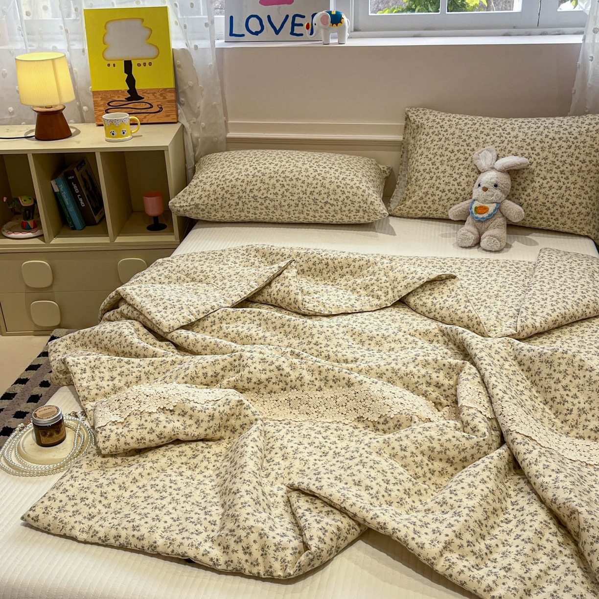 91家纺网 家纺一手货源 找家纺 一加一 2026新款纯棉双层纱花边蚕丝润肤夏被夏凉被空调被-棉边夏序 温锦织