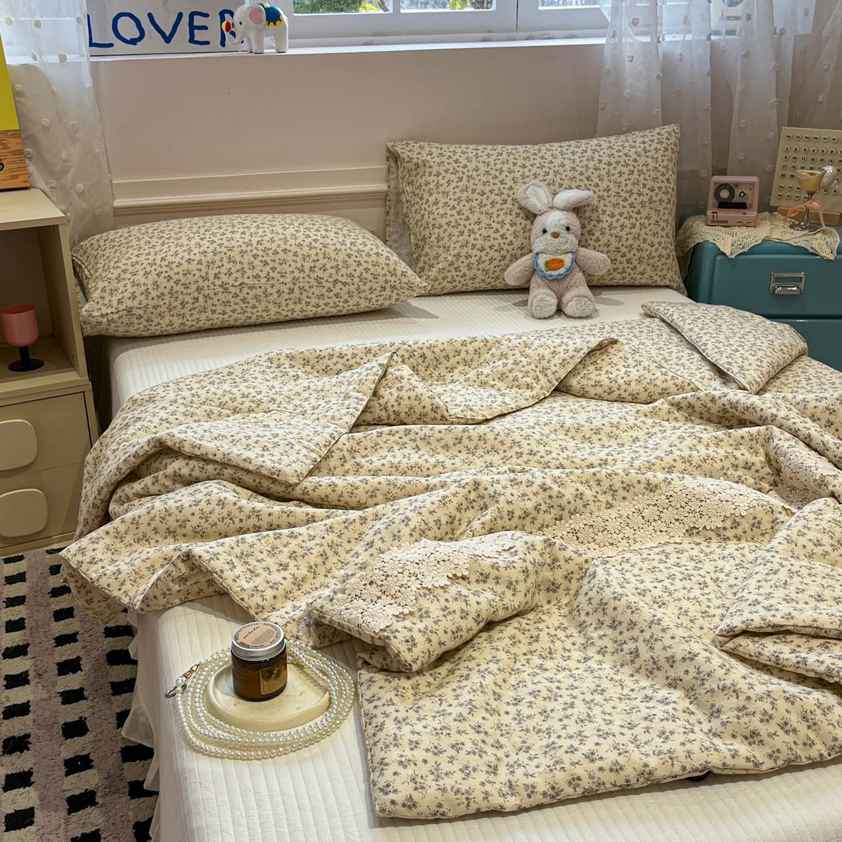 91家纺网 家纺一手货源 找家纺 一加一 2026新款纯棉双层纱花边蚕丝润肤夏被夏凉被空调被-棉边夏序 温锦织