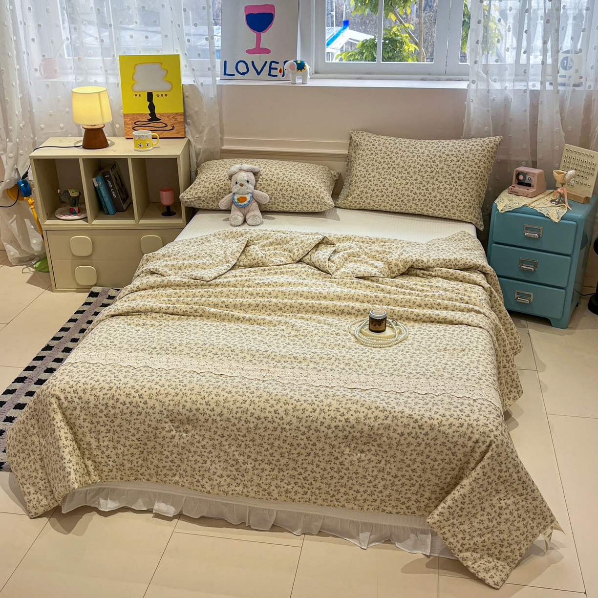 91家纺网 家纺一手货源 找家纺 一加一 2026新款纯棉双层纱花边蚕丝润肤夏被夏凉被空调被-棉边夏序 温锦织