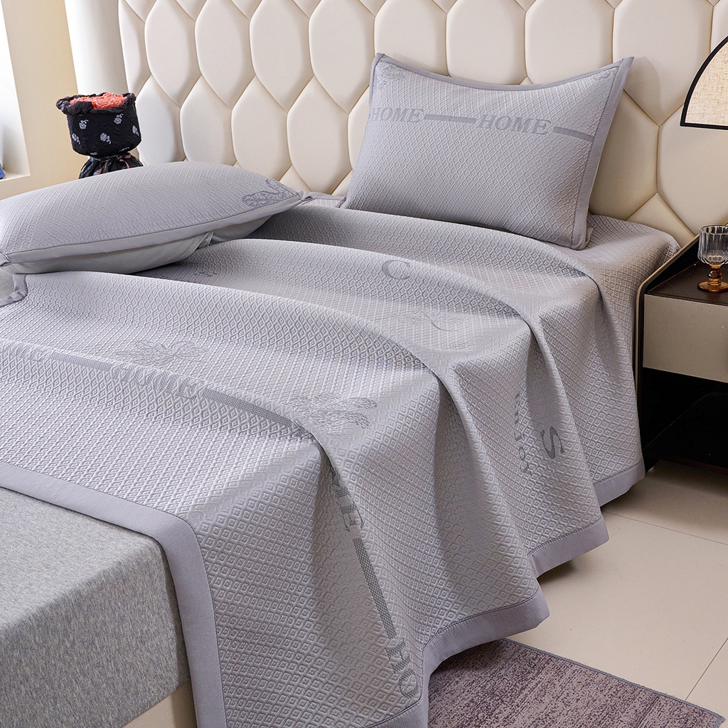 91家纺网 家纺一手货源 找家纺 青雅席业 2026新款A类凉感豆豆席凉席席子-平铺款 平铺款-落叶-灰