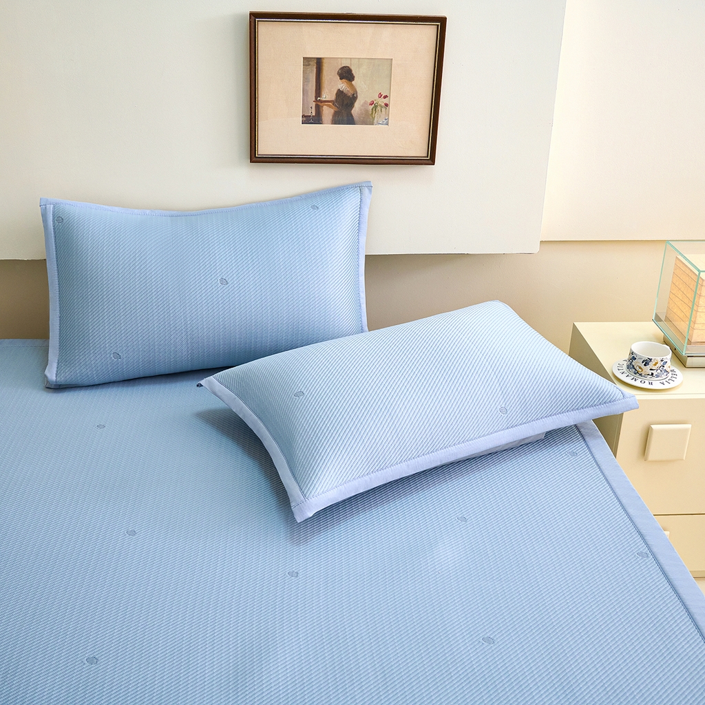 91家纺网 家纺一手货源 找家纺 青雅席业 2026新款A类凉感豆豆席凉席席子-平铺款 平铺款-幸福树-蓝