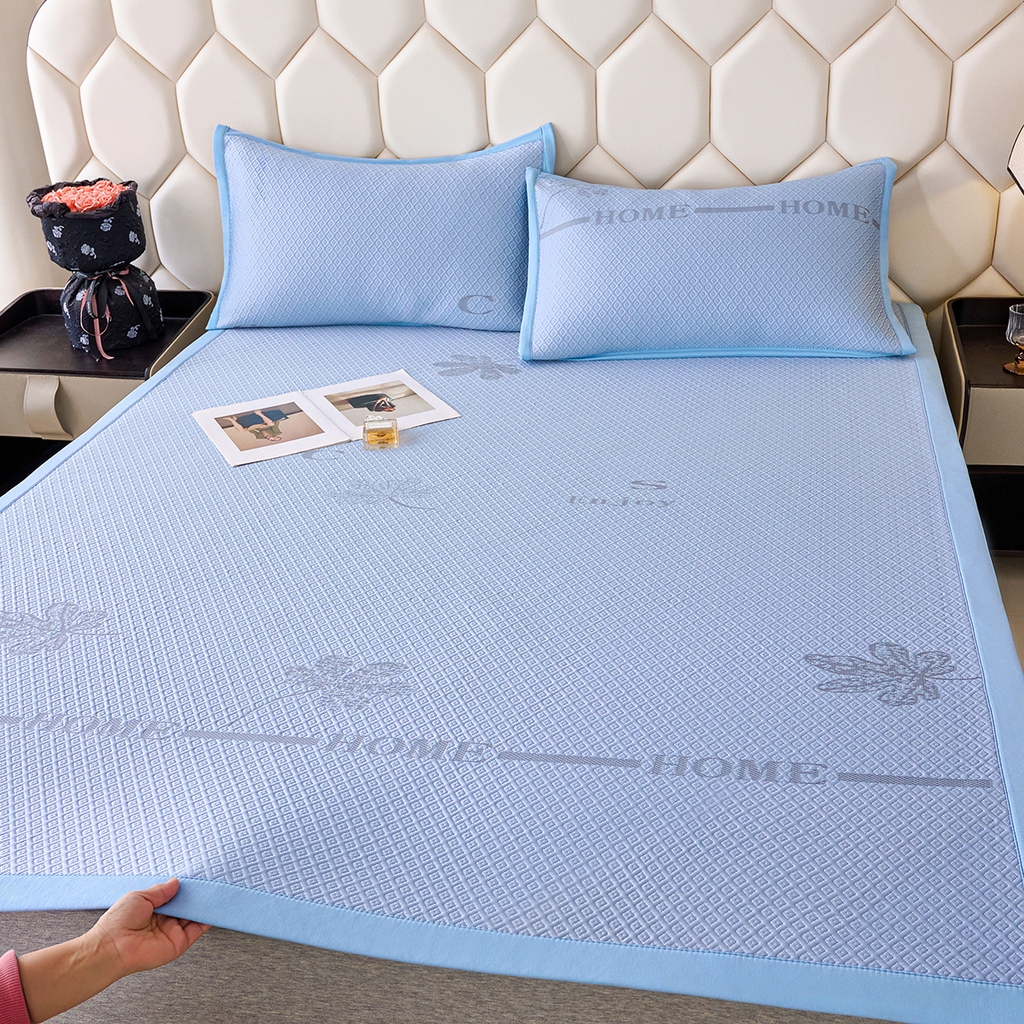 青雅席业 2026新款A类凉感豆豆席凉席席子-平铺款 平铺款-落叶-蓝