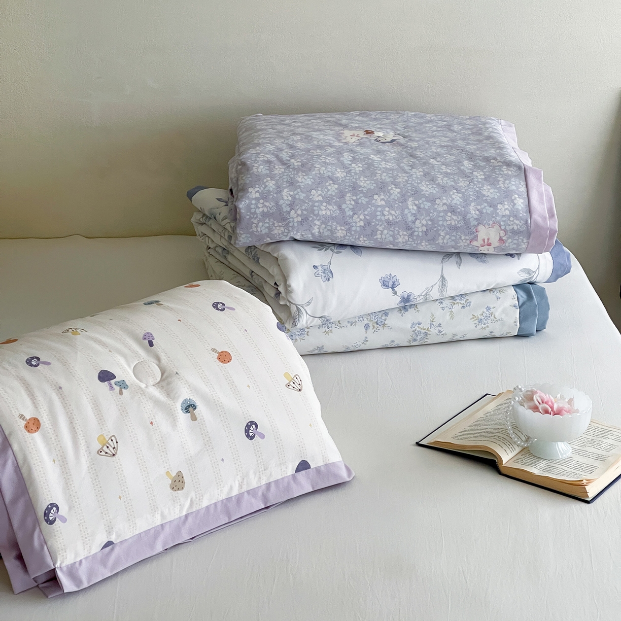 91家纺网 家纺一手货源 找家纺 （总）一加一 2026新款冰蚕凉感印花断角夏被夏凉被空调被四件套