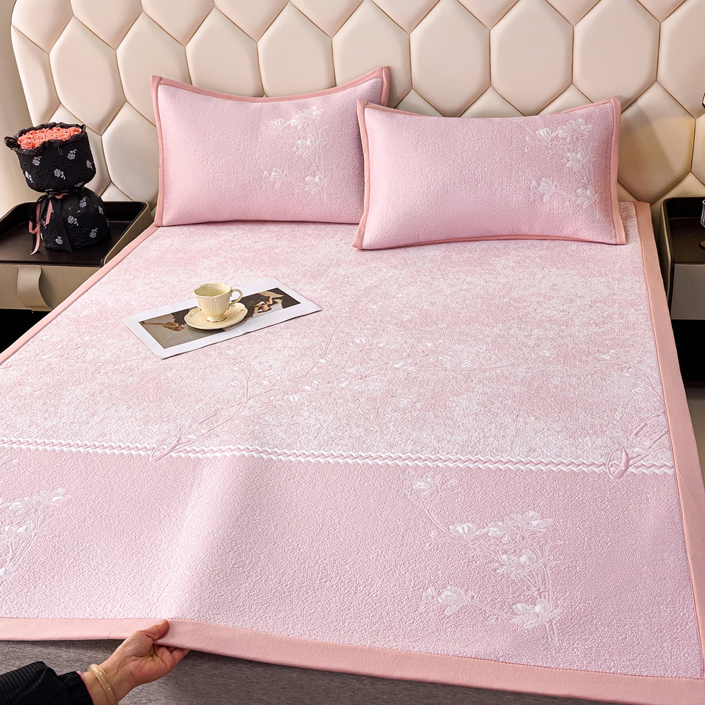 青雅席业 2026新款A类凉感豆豆席凉席席子-平铺款 平铺款-花枝招展-粉