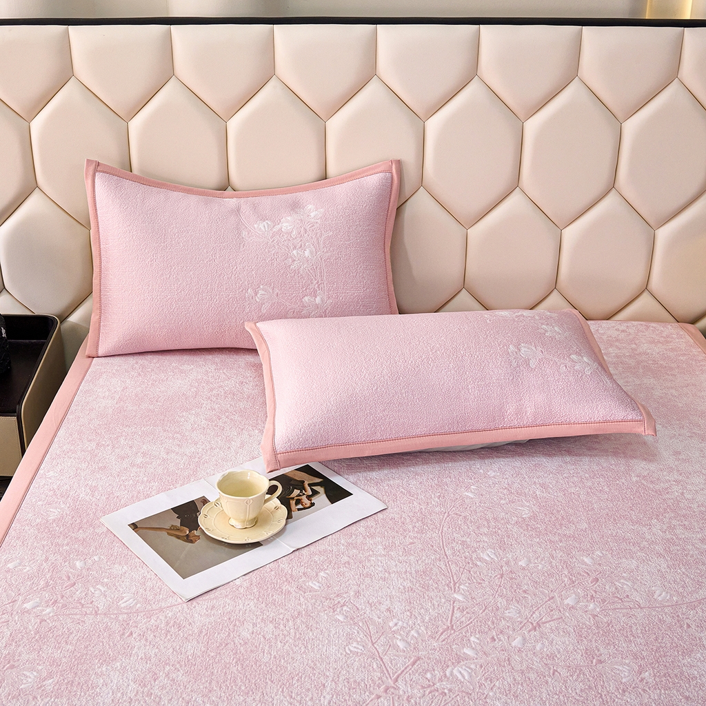 91家纺网 家纺一手货源 找家纺 青雅席业 2026新款A类凉感豆豆席凉席席子-平铺款 平铺款-花枝招展-粉