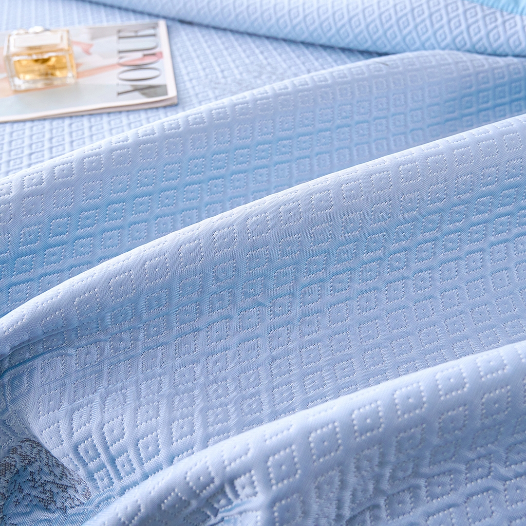 91家纺网 家纺一手货源 找家纺 青雅席业 2026新款A类凉感豆豆席凉席席子-平铺款 平铺款-落叶-蓝