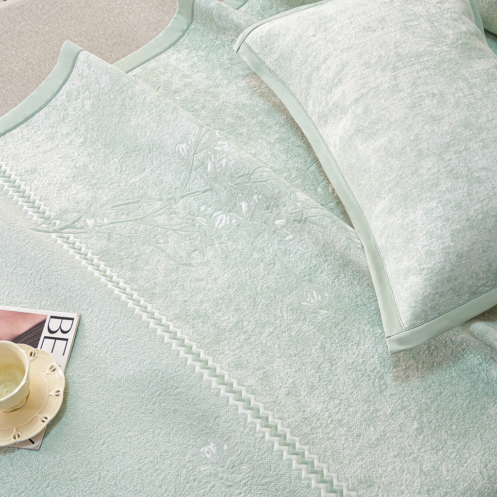 91家纺网 家纺一手货源 找家纺 青雅席业 2026新款A类凉感豆豆席凉席席子-平铺款 平铺款-花枝招展-绿