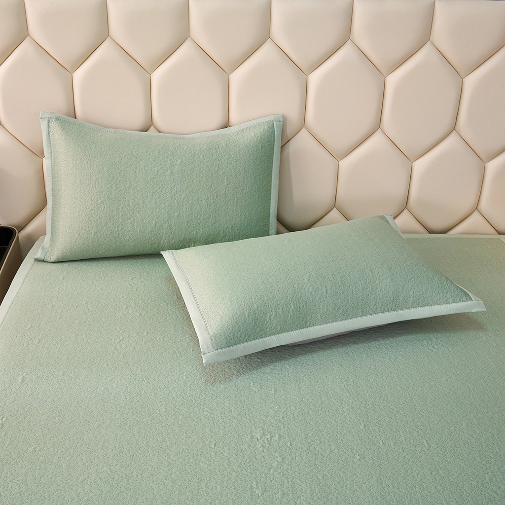 91家纺网 家纺一手货源 找家纺 青雅席业 2026新款A类凉感豆豆席凉席席子-平铺款 平铺款-熊猫抱竹-绿