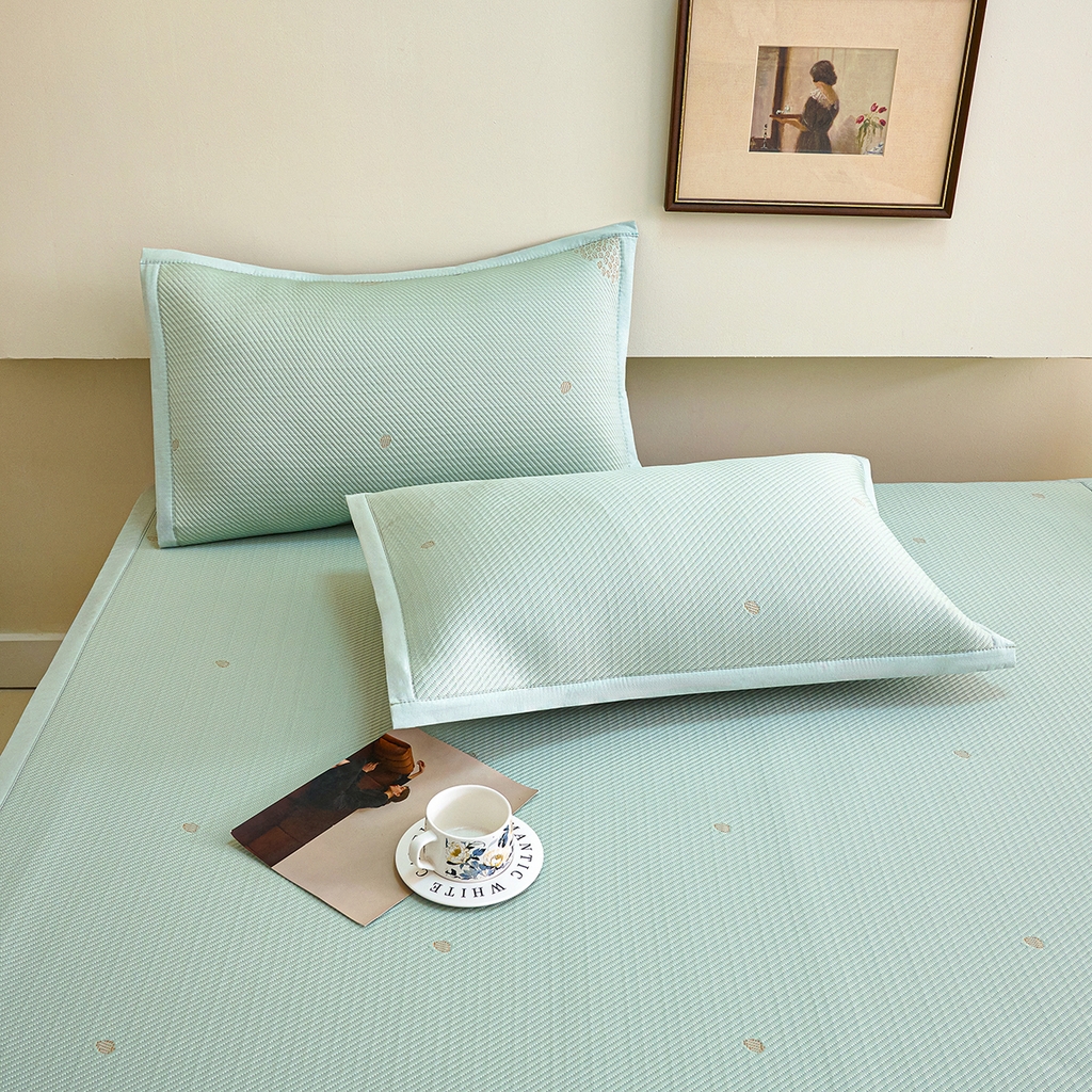 91家纺网 家纺一手货源 找家纺 青雅席业 2026新款A类凉感豆豆席凉席席子-平铺款 平铺款-落叶-粉