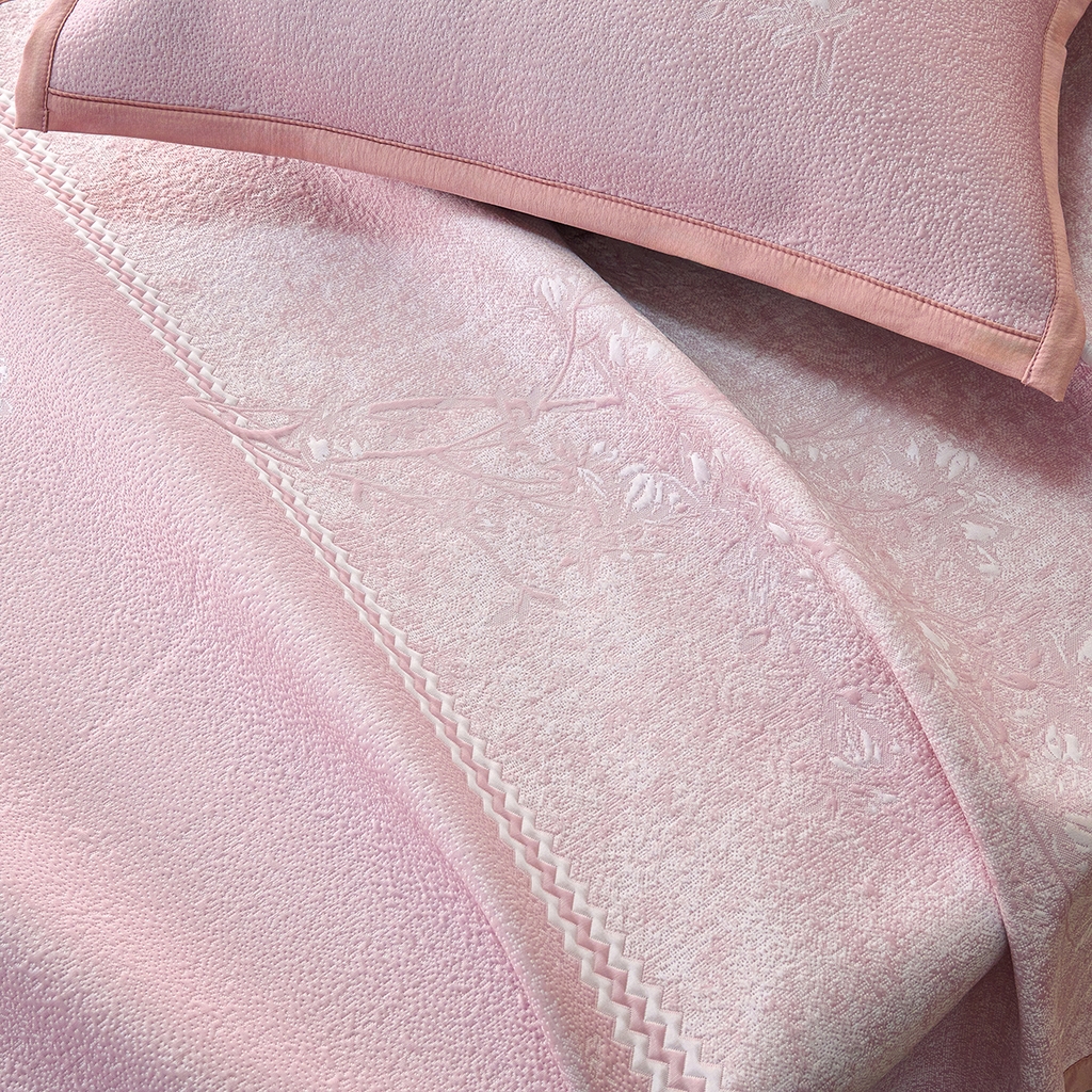 91家纺网 家纺一手货源 找家纺 青雅席业 2026新款A类凉感豆豆席凉席席子-平铺款 平铺款-花枝招展-粉