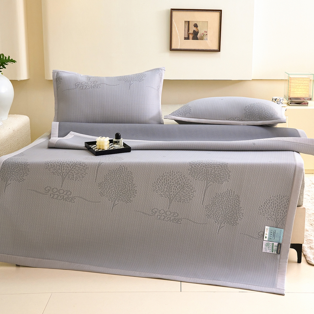 91家纺网 家纺一手货源 找家纺 青雅席业 2026新款A类凉感豆豆席凉席席子-平铺款 平铺款-幸福树-灰