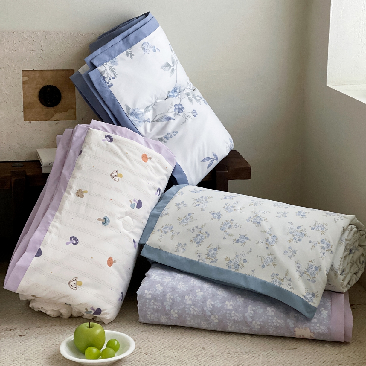 91家纺网 家纺一手货源 找家纺 （总）一加一 2026新款冰蚕凉感印花断角夏被夏凉被空调被四件套