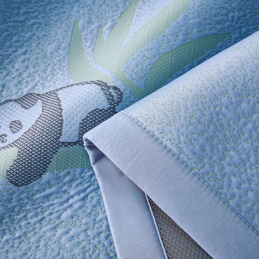 91家纺网 家纺一手货源 找家纺 青雅席业 2026新款A类凉感豆豆席凉席席子-平铺款 平铺款-熊猫抱竹-蓝