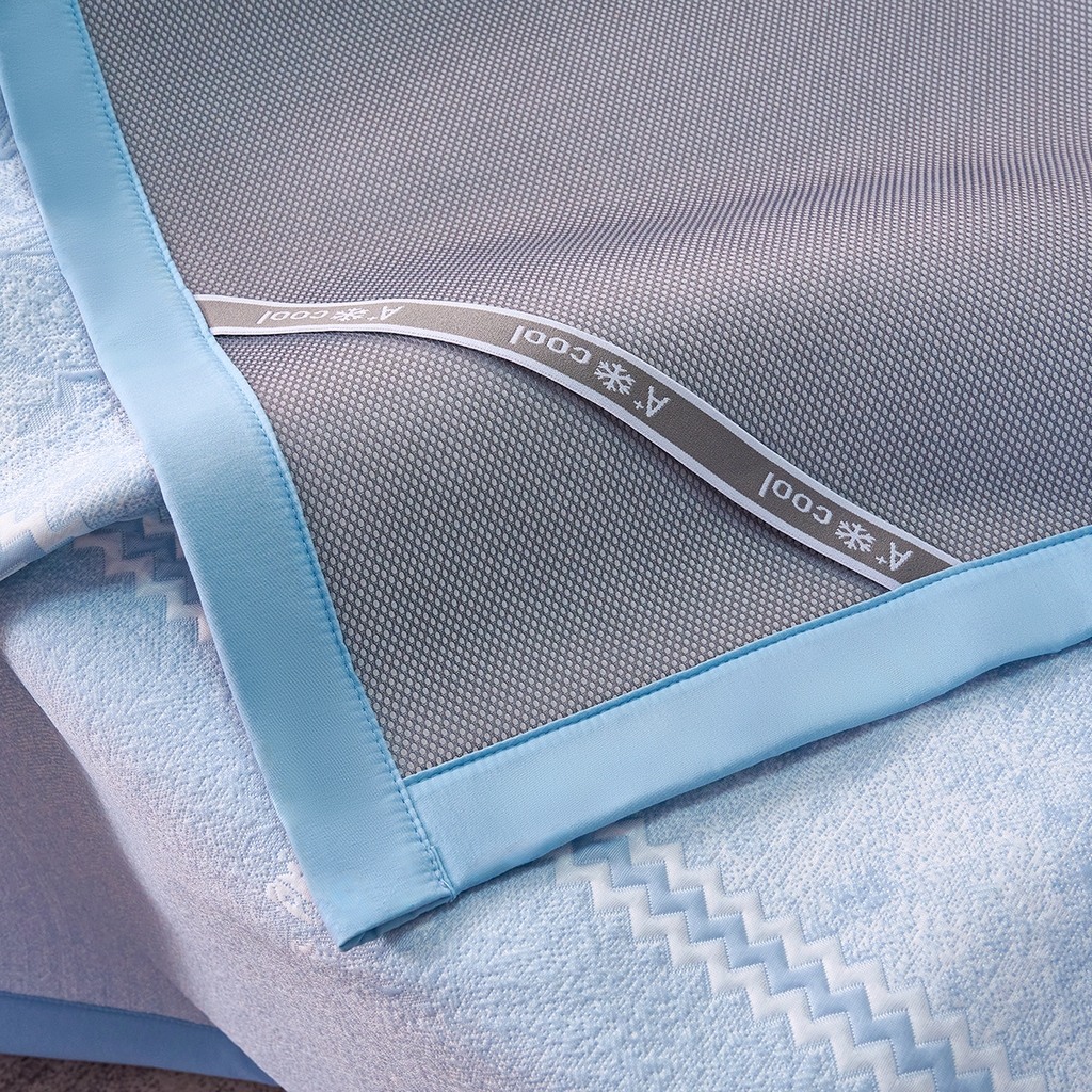 91家纺网 家纺一手货源 找家纺 青雅席业 2026新款A类凉感豆豆席凉席席子-平铺款 平铺款-花枝招展-蓝