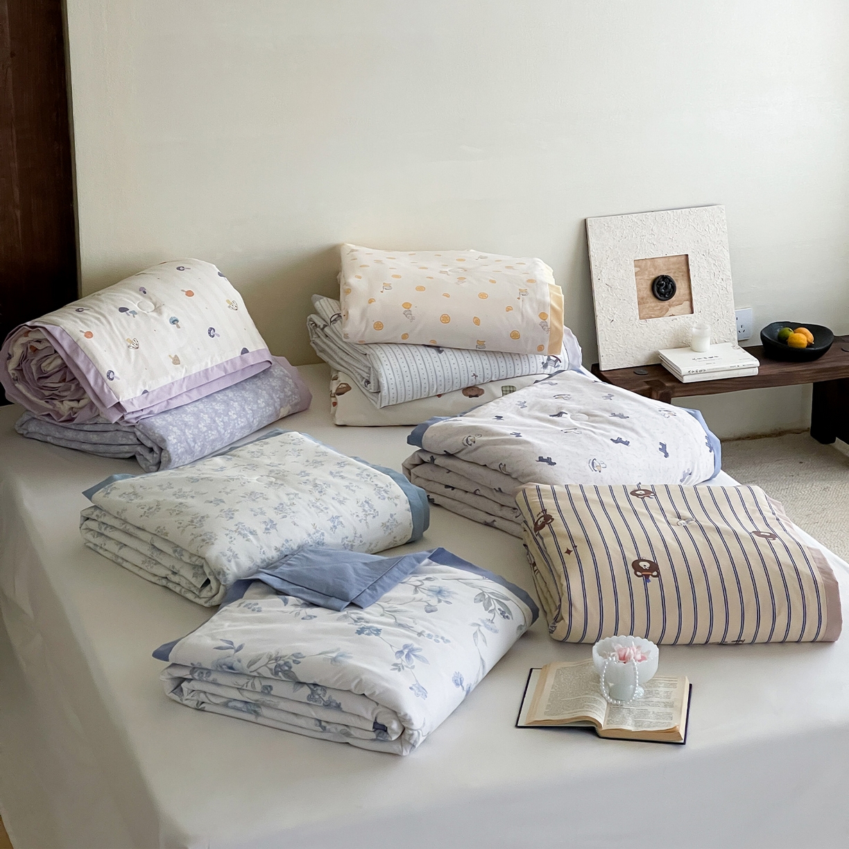 91家纺网 家纺一手货源 找家纺 （总）一加一 2026新款冰蚕凉感印花断角夏被夏凉被空调被四件套