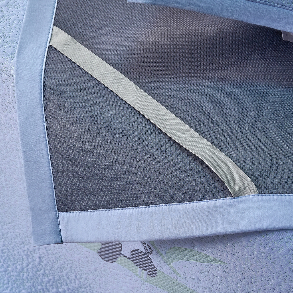 91家纺网 家纺一手货源 找家纺 青雅席业 2026新款A类凉感豆豆席凉席席子-平铺款 平铺款-熊猫抱竹-蓝