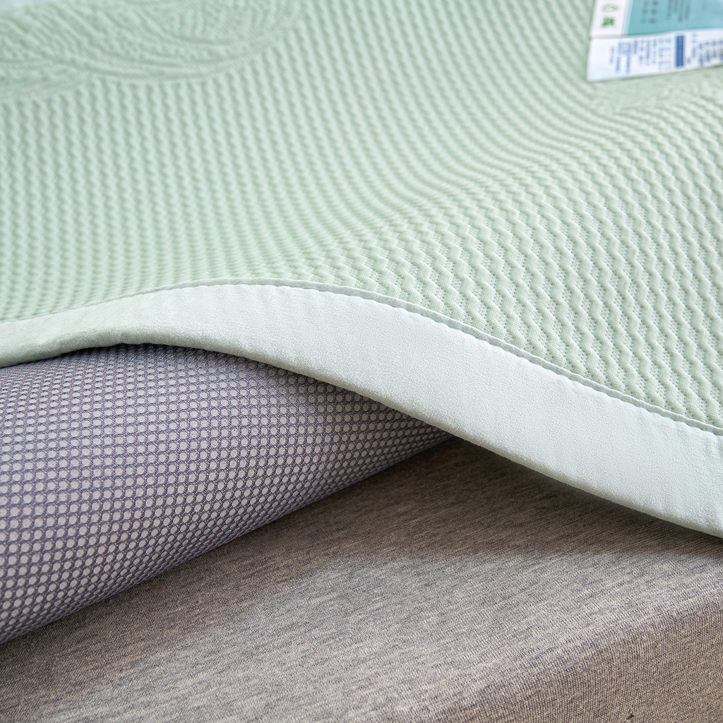 91家纺网 家纺一手货源 找家纺 青雅席业 2026新款A类凉感豆豆席凉席席子-平铺款 平铺款-绚丽羽毛-绿