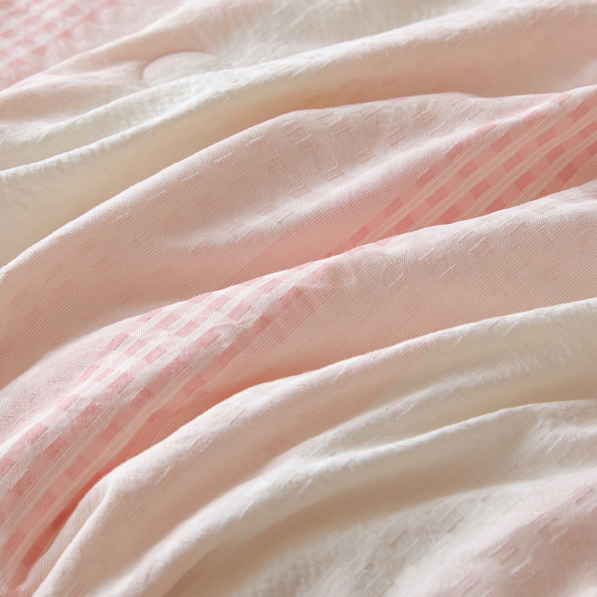 91家纺网 家纺一手货源 找家纺 一加一 2026新款凉感提花大豆夏被夏凉被空调被四件套-简约生活 简约生活-粉