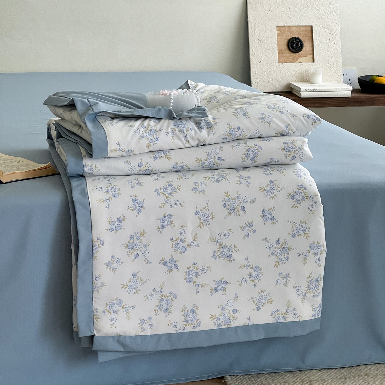 91家纺网 家纺一手货源 找家纺 （总）一加一 2026新款冰蚕凉感印花断角夏被夏凉被空调被四件套