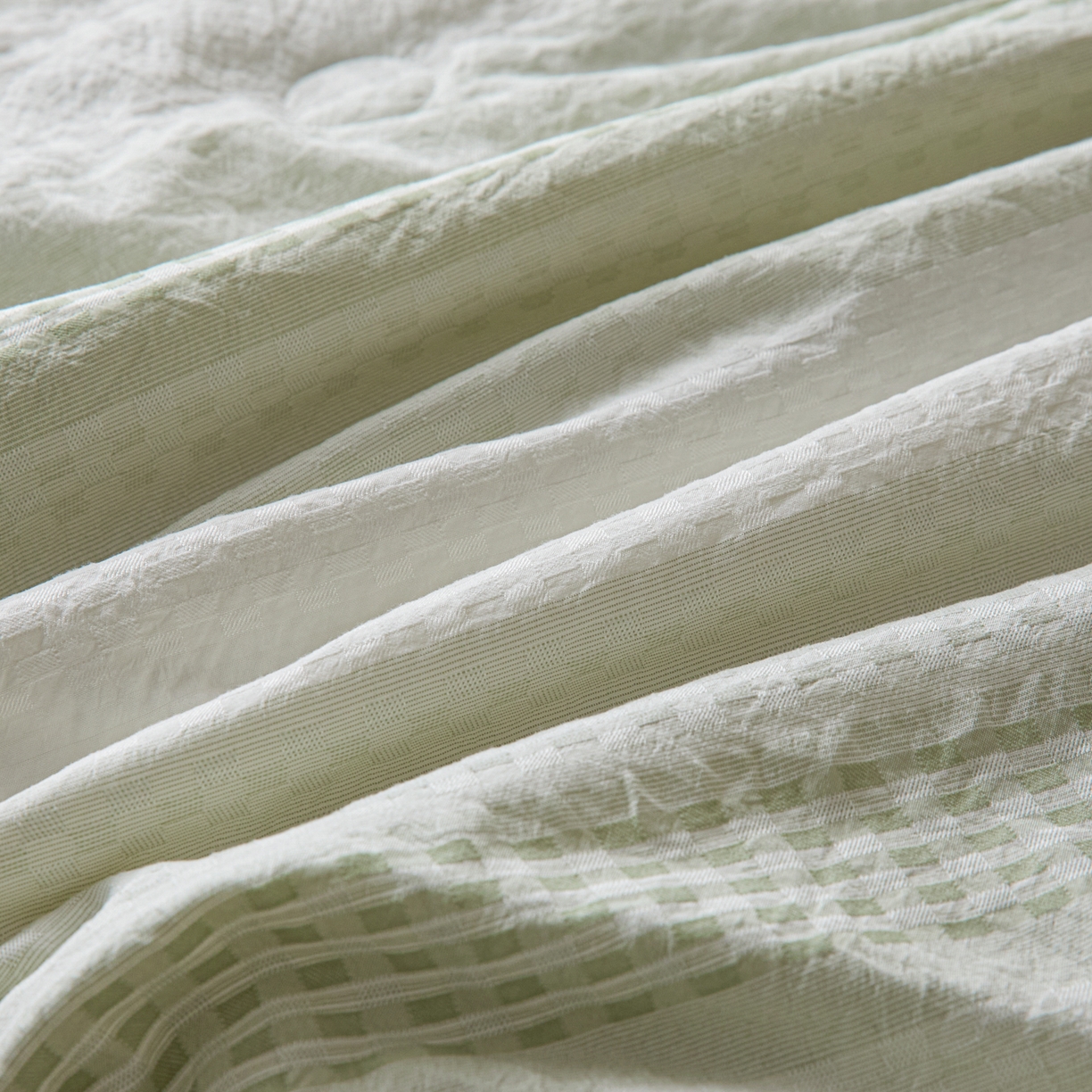 91家纺网 家纺一手货源 找家纺 一加一 2026新款凉感提花大豆夏被夏凉被空调被四件套-简约生活 简约生活-绿