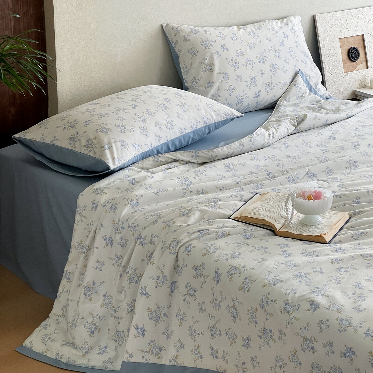 91家纺网 家纺一手货源 找家纺 一加一 2026新款冰蚕凉感印花断角夏被夏凉被空调被四件套 海盐